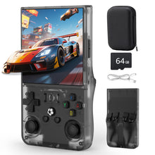 Load image into Gallery viewer, FVBADE R36 MAX Handheld game console 4.0 in IPS Screen Mini Retro Console 4000mAh Portable Pocket Arcade 12+ Mainstream Emulator 64g TF Card Transparent.(Gray )