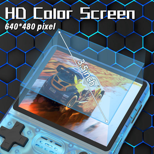 FVBADE[30000 in 1 R40S PRO Handheld Game Console 3.5 inch IPS Screen Mini Retro Console 3800mAh Portable Pocket Arcade 45+ Mainstream Emulator 256G TF Card Transparent.(Blue)