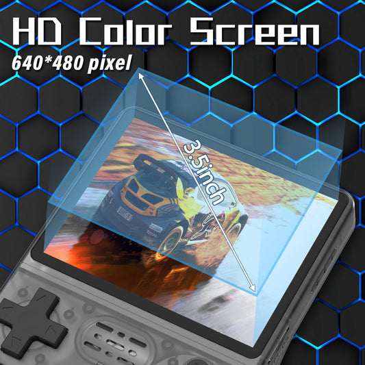 FVBADE[30000 in 1 R40S PRO Handheld Game Console 3.5 inch IPS Screen Mini Retro Console 3800mAh Portable Pocket Arcade 45+ Mainstream Emulator 256G TF Card Transparent.(Black)