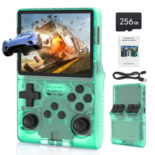 Load image into Gallery viewer, FVBADE[30000 in 1 R40S PRO Handheld Game Console 3.5 inch IPS Screen Mini Retro Console 3800mAh Portable Pocket Arcade 45+ Mainstream Emulator 256G TF Card Transparent.(Green)
