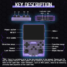 Load image into Gallery viewer, FVBADE[30000 in 1 R40S PRO Handheld Game Console 3.5 inch IPS Screen Mini Retro Console 3800mAh Portable Pocket Arcade 45+ Mainstream Emulator 256G TF Card Transparent.(purple)