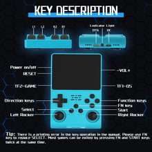 Load image into Gallery viewer, FVBADE[30000 in 1 R40S PRO Handheld Game Console 3.5 inch IPS Screen Mini Retro Console 3800mAh Portable Pocket Arcade 45+ Mainstream Emulator 256G TF Card Transparent.(Blue2)