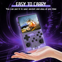 Load image into Gallery viewer, FVBADE[30000 in 1 R40S PRO Handheld Game Console 3.5 inch IPS Screen Mini Retro Console 3800mAh Portable Pocket Arcade 45+ Mainstream Emulator 256G TF Card Transparent.(purple)