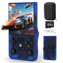 Load image into Gallery viewer, FVBADE R36 MAX Handheld game console 4.0 in IPS Screen Mini Retro Console 4000mAh Portable Pocket Arcade 12+ Mainstream Emulator 64g TF Card Transparent.(Blue)

