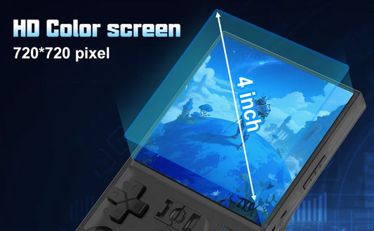 FVBADE R36 MAX Handheld game console 4.0 in IPS Screen Mini Retro Console 4000mAh Portable Pocket Arcade 12+ Mainstream Emulator 64g TF Card Transparent.(Black)