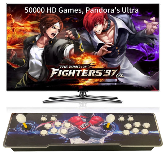 【50000 Games in 1】Ultra  Pandora box Arcade Game Console for PC & Projector & TV ,3D Games 1-4 Players Double Joystick Favorite List Game Category Save/Search/Hide/Pause/Delete Games（Black)