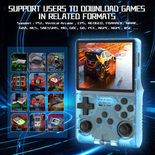 Load image into Gallery viewer, FVBADE[30000 in 1 R40S PRO Handheld Game Console 3.5 inch IPS Screen Mini Retro Console 3800mAh Portable Pocket Arcade 45+ Mainstream Emulator 256G TF Card Transparent.(Blue)
