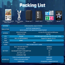 Load image into Gallery viewer, FVBADE R36 MAX Handheld game console 4.0 in IPS Screen Mini Retro Console 4000mAh Portable Pocket Arcade 12+ Mainstream Emulator 64g TF Card Transparent.(White)
