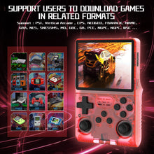 Load image into Gallery viewer, FVBADE[30000 in 1 R40S PRO Handheld Game Console 3.5 inch IPS Screen Mini Retro Console 3800mAh Portable Pocket Arcade 45+ Mainstream Emulator 256G TF Card Transparent.(purple)（Red）
