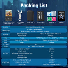 Load image into Gallery viewer, FVBADE R36 MAX Handheld game console 4.0 in IPS Screen Mini Retro Console 4000mAh Portable Pocket Arcade 12+ Mainstream Emulator 64g TF Card Transparent.(Black)
