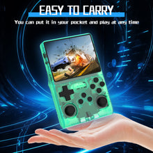 Load image into Gallery viewer, FVBADE[30000 in 1 R40S PRO Handheld Game Console 3.5 inch IPS Screen Mini Retro Console 3800mAh Portable Pocket Arcade 45+ Mainstream Emulator 256G TF Card Transparent.(purple)（Green）
