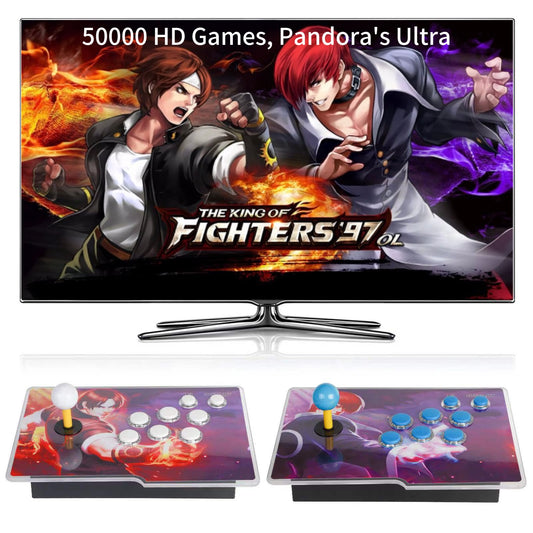 [FVBADE[50000 in 1] Pandora Ultra Pandora Box Retro Games Arcade Game Console with Two Separate Host for PC & Projector & TV 3D Games 1-4 Players Category Favorite List Save/Search/Hide/Pause