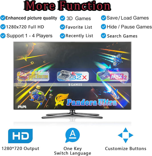 【50000 Games in 1】Ultra  Pandora box Arcade Game Console for PC & Projector & TV ,3D Games 1-4 Players Double Joystick Favorite List Game Category Save/Search/Hide/Pause/Delete Games